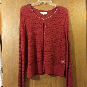 Burgundy with Silver Trim Cardigan